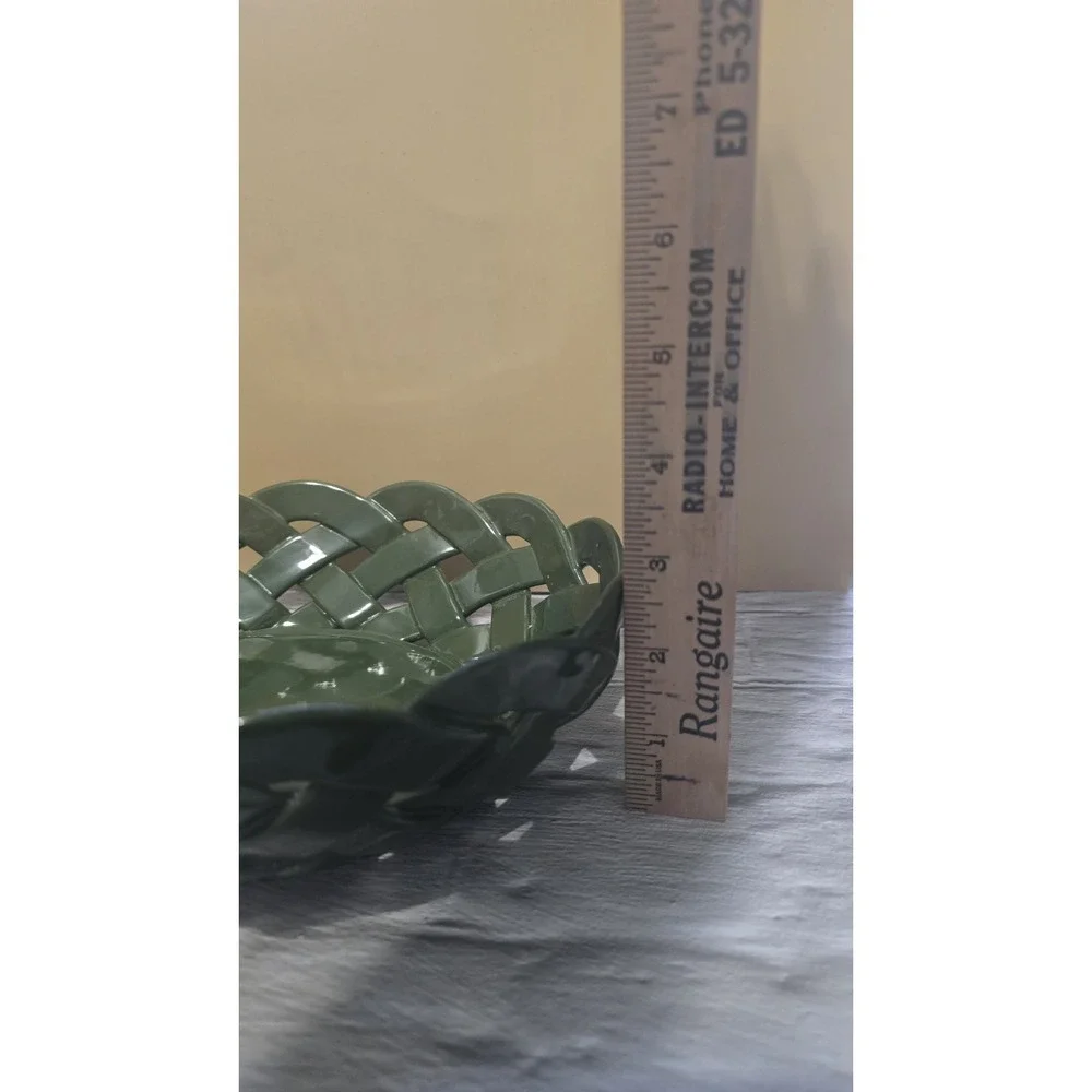 RARE Vintage Primo'Gi  Ceramic Woven Bread Snack Basket Italy Lime Green 9.5